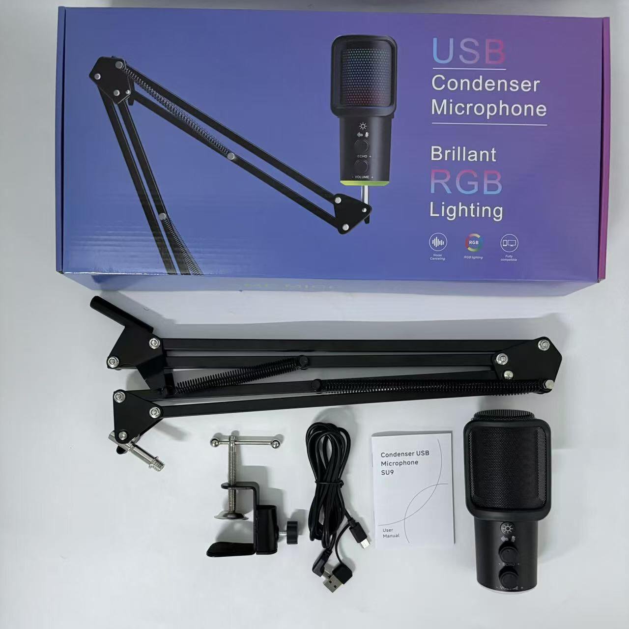 USB Condenser Microphone with RGB Lighting